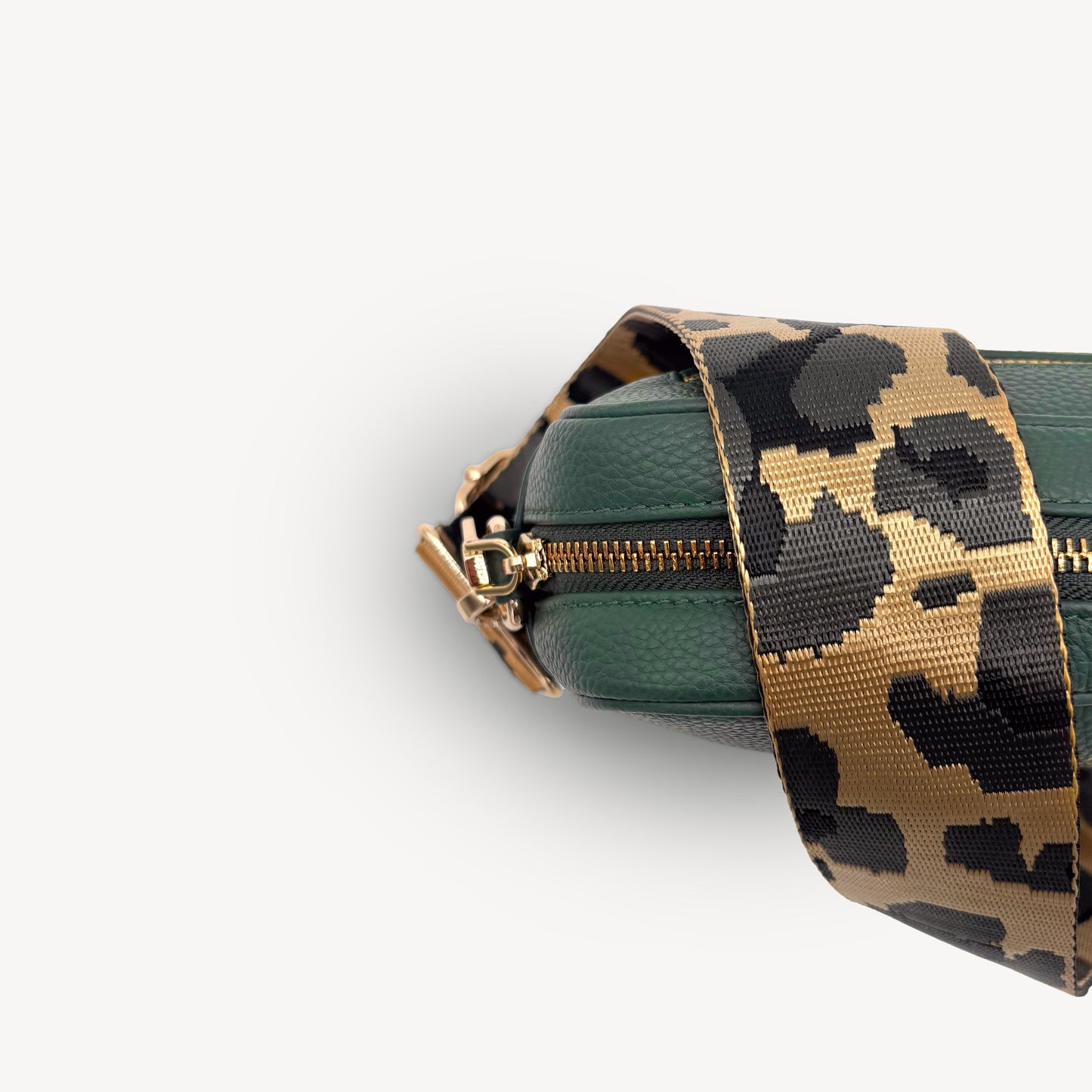 Correa dorada y gris con estampado de leopardo - Accesorio de lujo