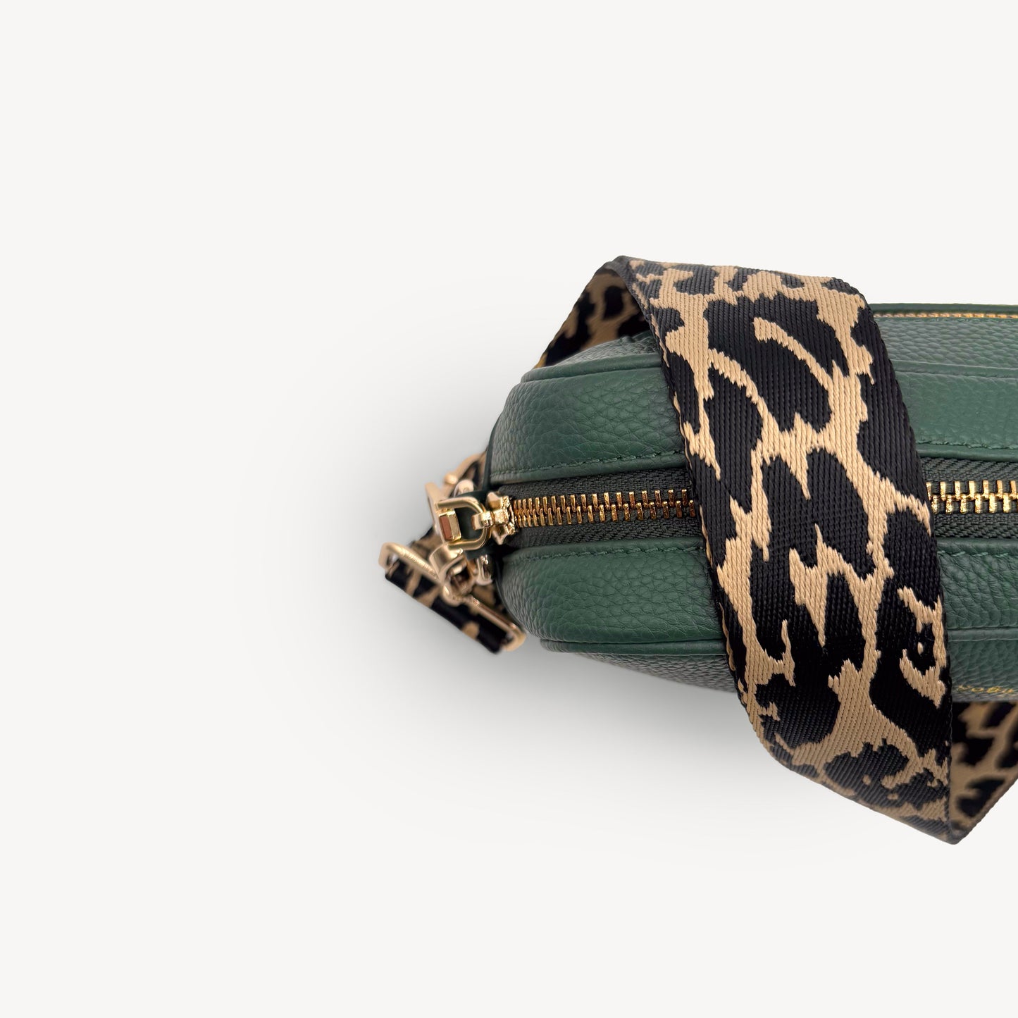 Correa negro y beige con estampado de leopardo - Accesorio elegante con estampado de leopardo
