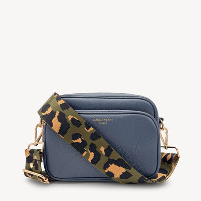 Correa de lujo verde oliva y dorada con estampado de leopardo