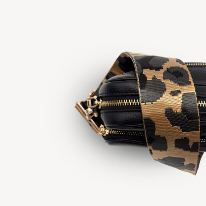 Correa dorada y gris con estampado de leopardo - Accesorio de lujo