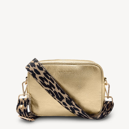 Correa negro y beige con estampado de leopardo - Accesorio elegante con estampado de leopardo