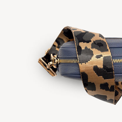 Correa dorada y gris con estampado de leopardo - Accesorio de lujo