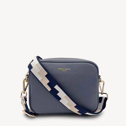 Correa rompecabezas azul marino, piedra y beige - Diseño en bloques de color