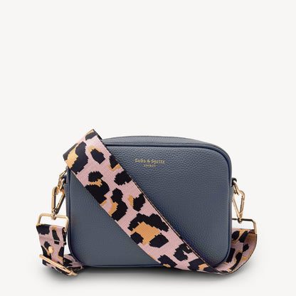 Correa elegante rosa pálido y dorado con estampado de leopardo