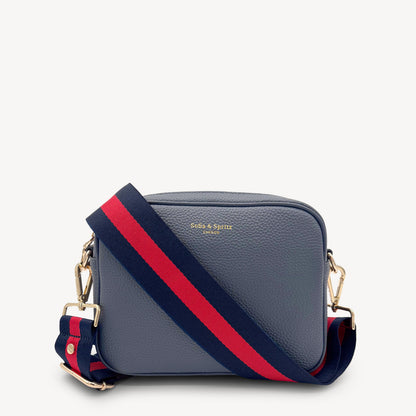 Correa de rayas azul marino y rojas — estilo audaz y clásico a rayas