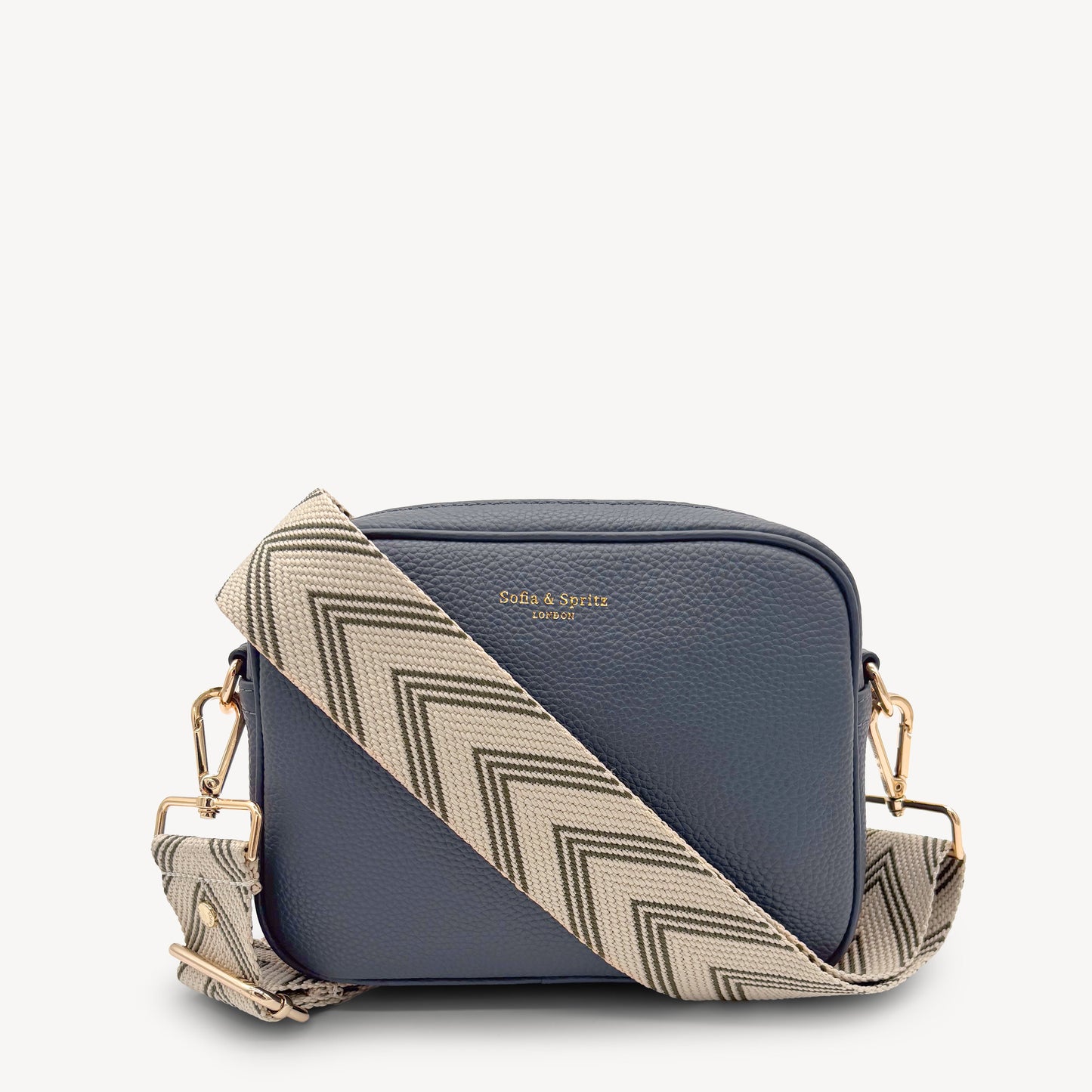 Correa de flecha en verde oliva y piedra — Boho-Chic, accesorio llamativo