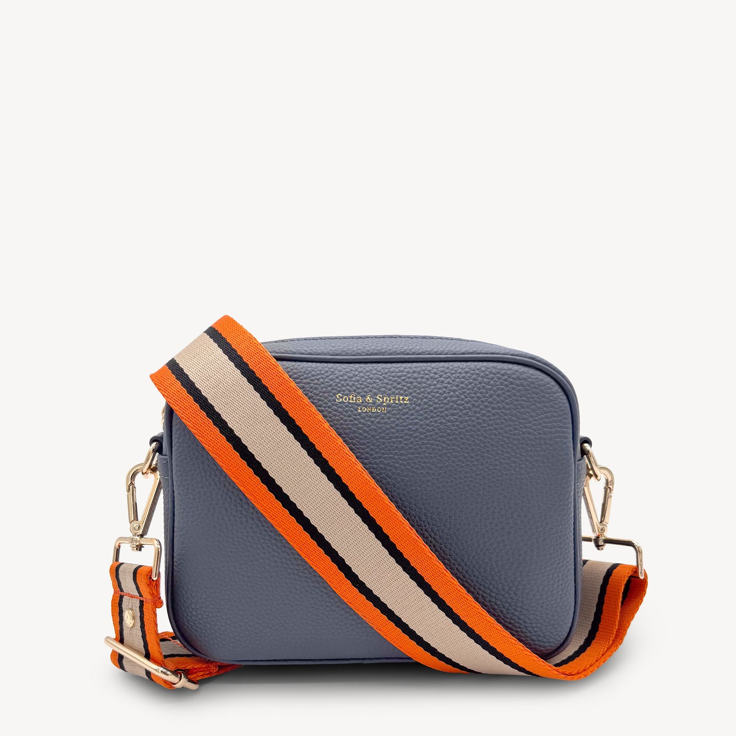 Correa a rayas naranja, beige y negro