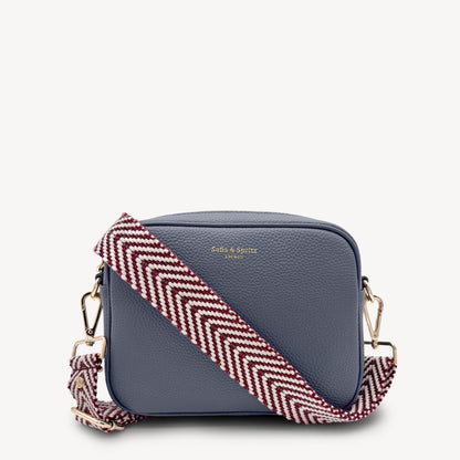 Correa de color burdeos y blanco con patrón en zigzag - Accesorio chic y moderno