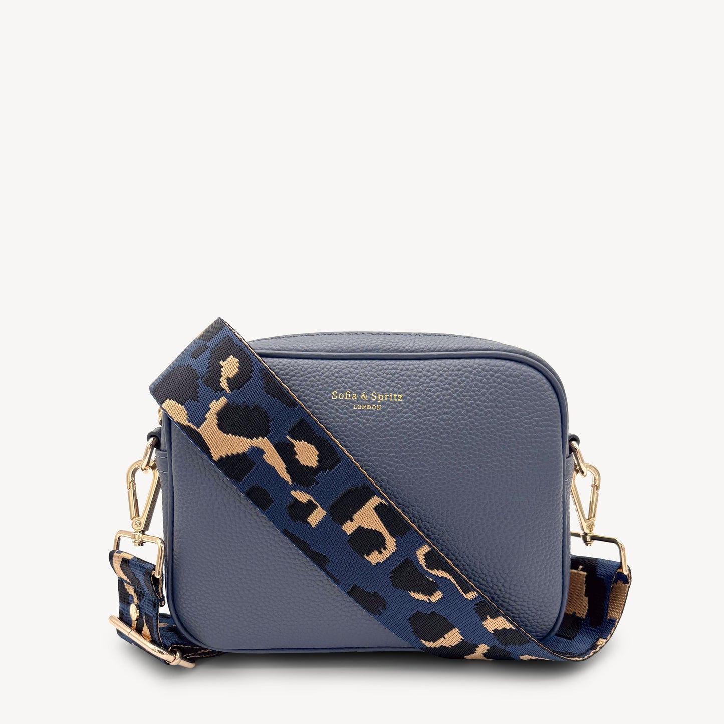 Correa de leopardo azul marino y dorado - Banda elegante con estampado de leopardo