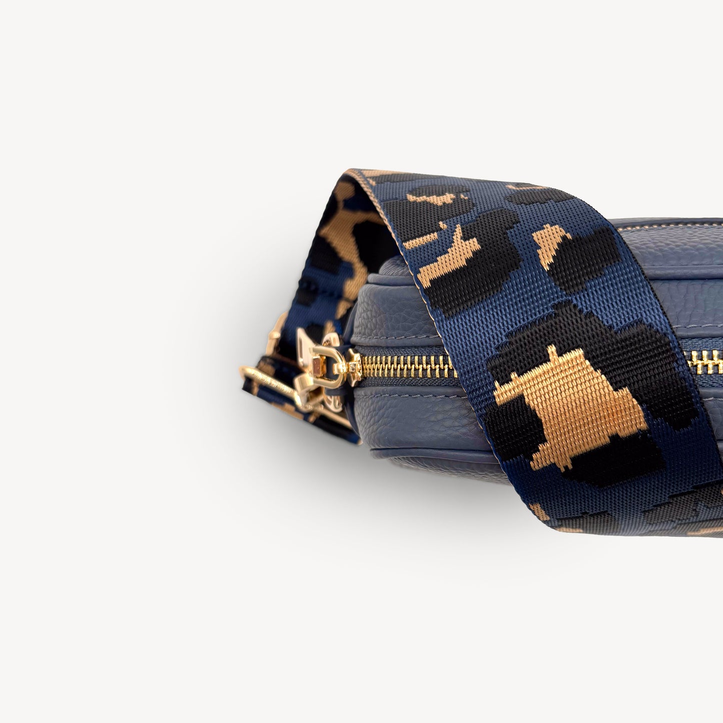 Correa de leopardo azul marino y dorado - Banda elegante con estampado de leopardo