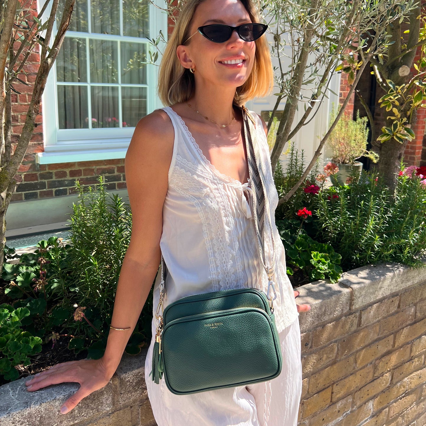 Bolso cruzado Alba en verde Racing