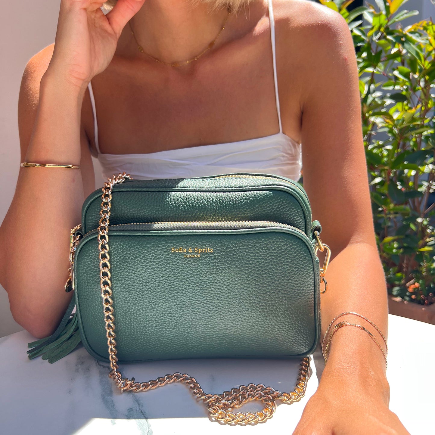 Bolso cruzado Alba en verde Racing
