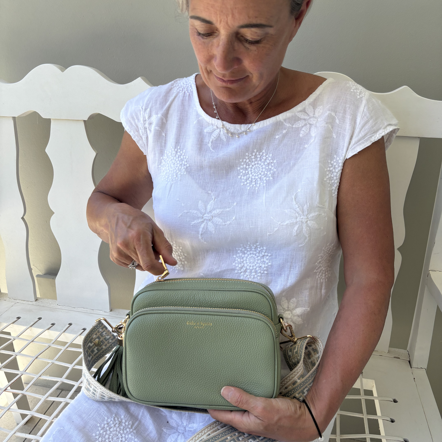 Bolso bandolera Alba en verde salvia