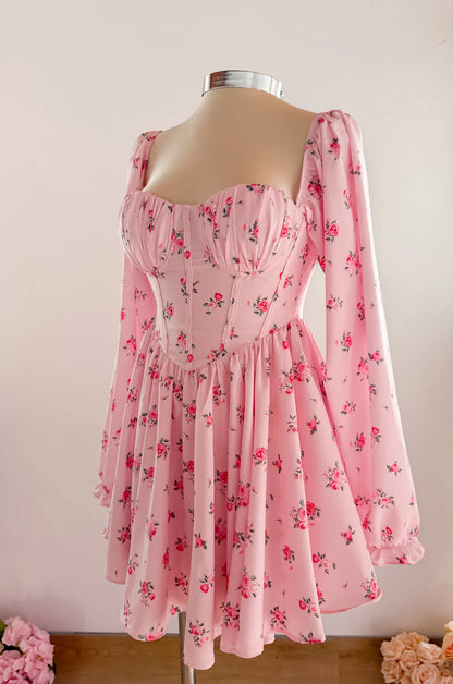Vestido Priscilla Valentine Flores Rosa
