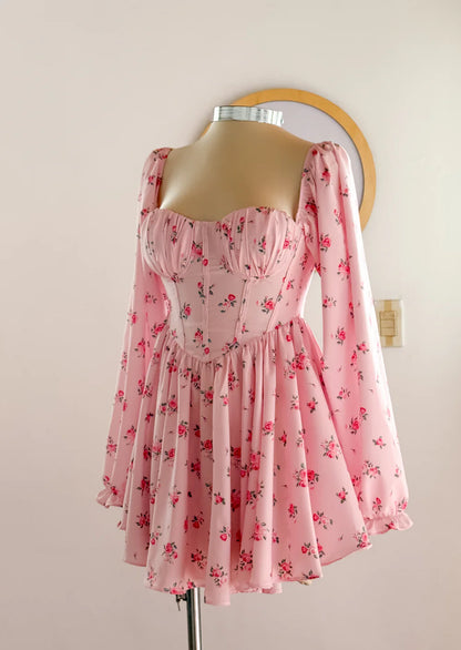 Vestido Priscilla Valentine Flores Rosa