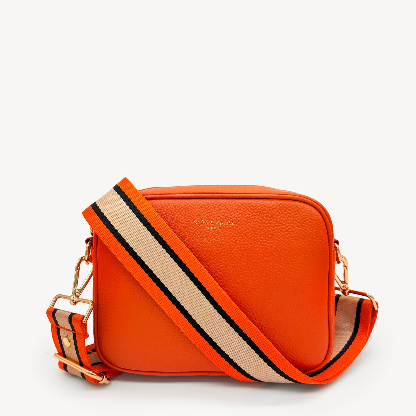 Correa a rayas naranja, beige y negro