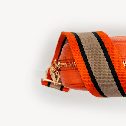 Correa a rayas naranja, beige y negro