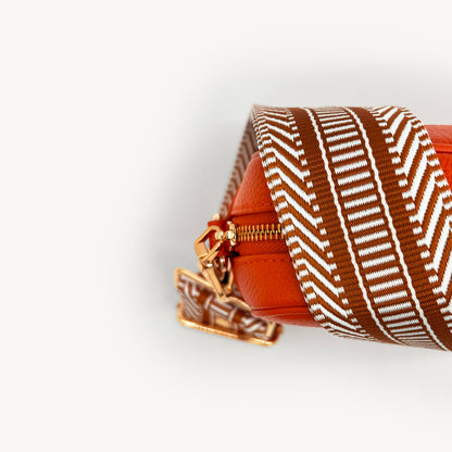 Correa azteca de rayas beige y blanco - accesorio boho chic