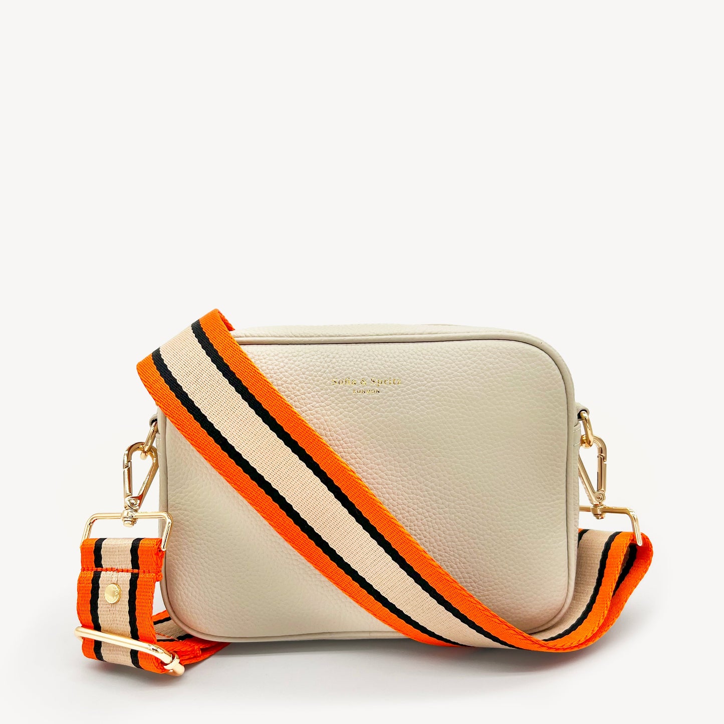 Correa a rayas naranja, beige y negro