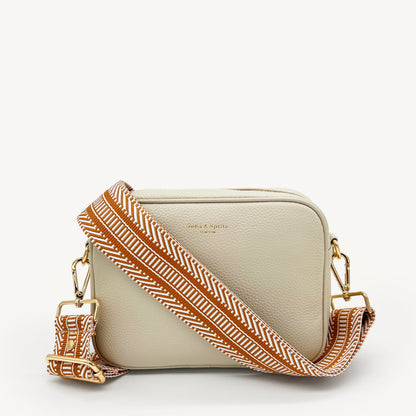 Correa azteca de rayas beige y blanco - accesorio boho chic