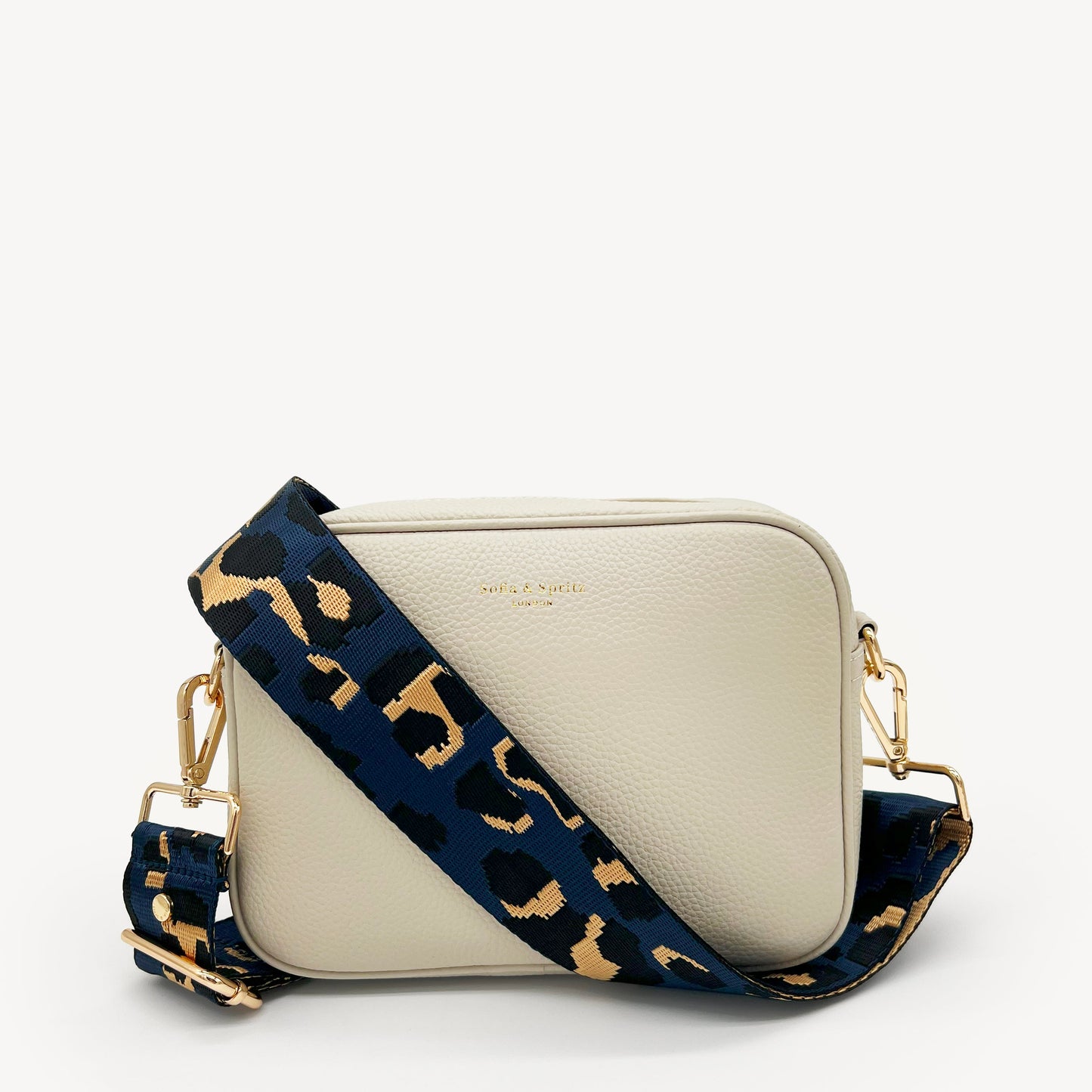 Correa de leopardo azul marino y dorado - Banda elegante con estampado de leopardo