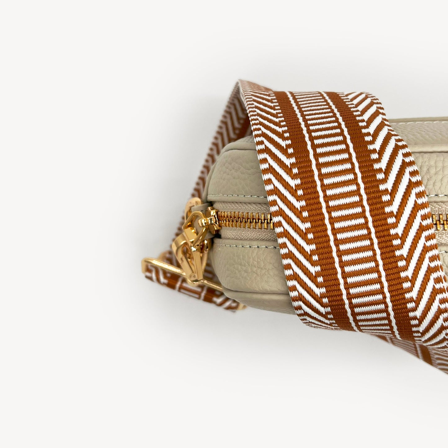 Correa azteca de rayas beige y blanco - accesorio boho chic
