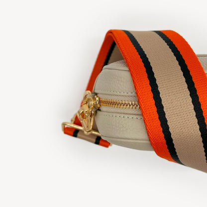 Correa a rayas naranja, beige y negro