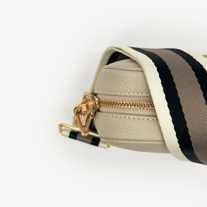 Correa a rayas en negro, piedra y beige - Elegante, versátil y duradera
