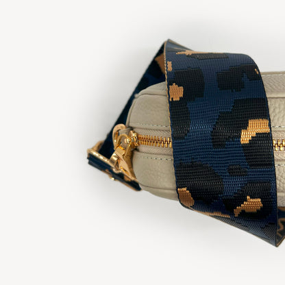 Correa de leopardo azul marino y dorado - Banda elegante con estampado de leopardo