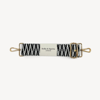 Correa en zigzag negro y blanco, audaz