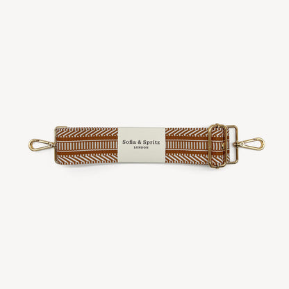 Correa azteca de rayas beige y blanco - accesorio boho chic