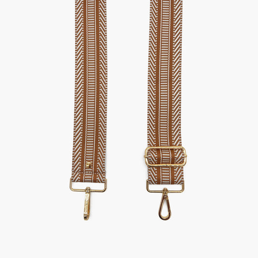 Correa azteca de rayas beige y blanco - accesorio boho chic