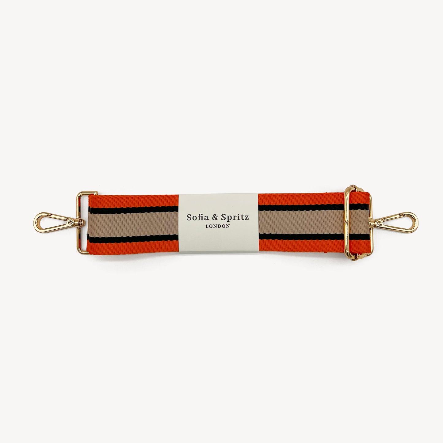 Correa a rayas naranja, beige y negro