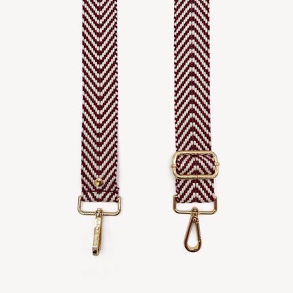 Correa de color burdeos y blanco con patrón en zigzag - Accesorio chic y moderno