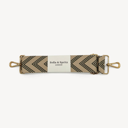 Correa de flecha en verde oliva y piedra — Boho-Chic, accesorio llamativo