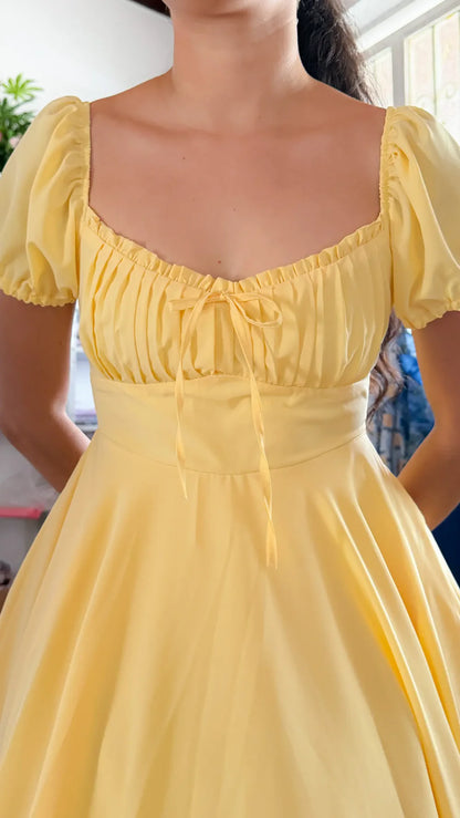 Vestido Midi Lady Seraphina Amarillo Limón