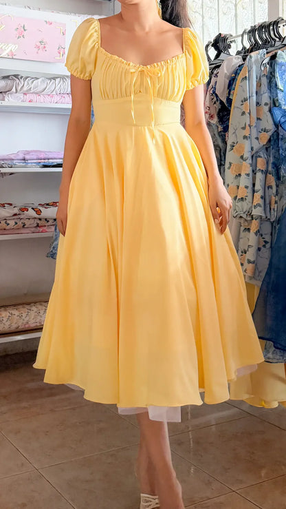 Vestido Midi Lady Seraphina Amarillo Limón