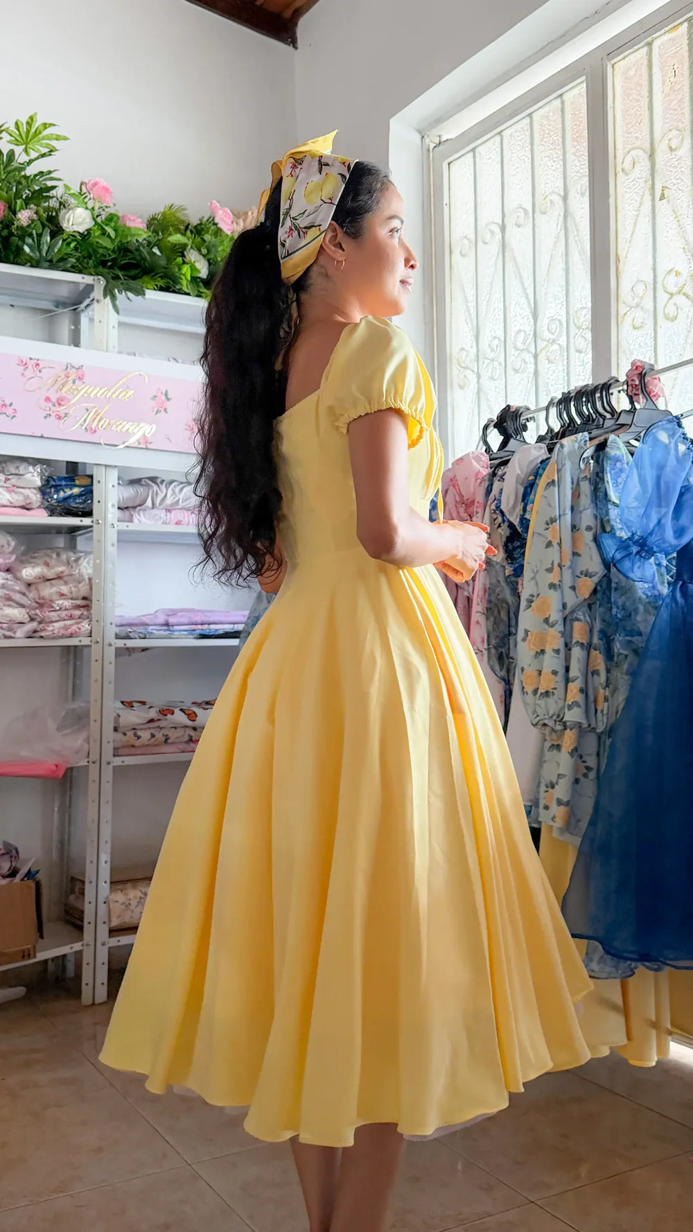 Vestido Midi Lady Seraphina Amarillo Limón